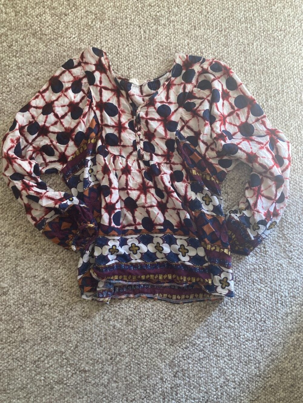 Solitaire 100% cotton long sleeve peasant top size XL